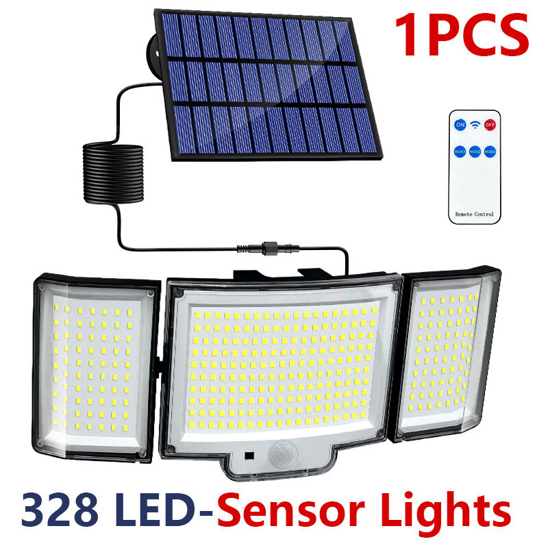 Largeight - Lampe Solaire Extérieur Détecteur de Mouvement, Lumière Solaire Extérieure avec Télécommande, 1800 mAh 3 Modes Étanche IP65 Éclairage