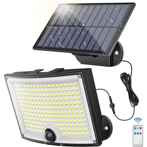 Lampe Solaire Extérieur Detecteur de Mouvement【202 LED  3 Mode  210°Iluminació  IP65】 Lumiere Solaire Exterieur  Spot Led Extérieur  Projecteur Exterieur Led  1 Paquet [Classe énergétique A]