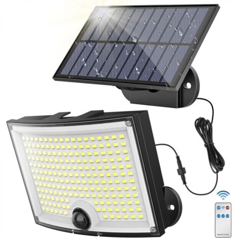Lampe Solaire Extérieur Detecteur de Mouvement【202 LED  3 Mode  210°Iluminació  IP65】 Lumiere Solaire Exterieur  Spot Led Extérieur  Projecteur Exterieur Led  1 Paquet [Classe énergétique A]