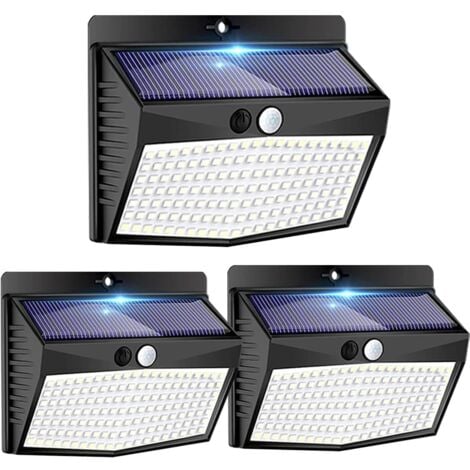 Lampe Solaire Extérieur Détecteur de Mouvement【Lot de 3 de 138LED】 Lumière étanche Sans Fil 3 Modes Spot LED éclairage extérieur solaire pour Jardin Decoration