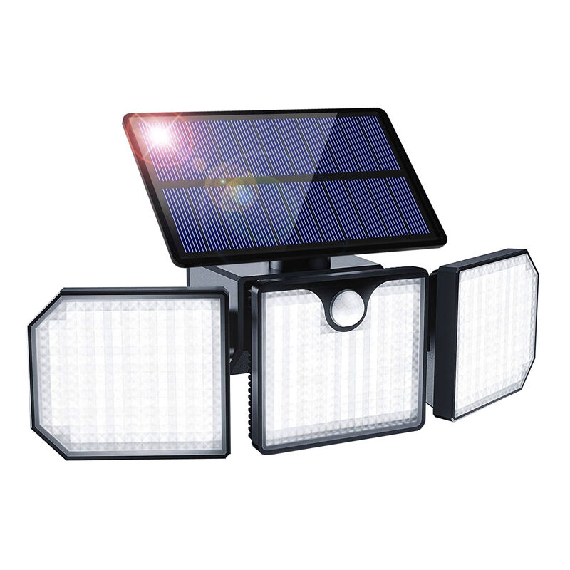 ZVD - Lampe Solaire Extérieur Détecteur de Mouvement - Lumière Murale Étanche 3 Têtes - Spot Mural pour Garage, Jardin, Entrée - 1 pc