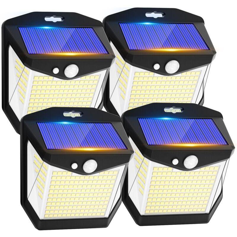 Lampe Solaire Exterieur Détecteur Mouvement - 248 LED Lumiere Solaire Exterieur IP65 Etanche éclairage 270° Sécurité sans Fil lampe Mural Applique