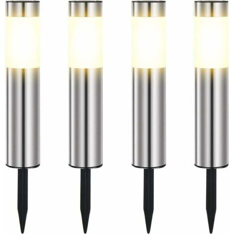 Lampe Solaire Exterieur, En Acier Inoxydable Solaire Exterieur Jardin LED éTanches IP65 Pour Le Patio, La Pelouse, Les Chemins Et Les Sentiers De La Cour De Jardin Blanc Chaud (4 Pièces)