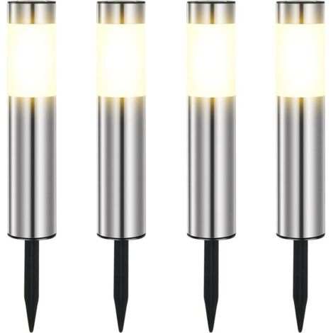 Lampe Solaire Exterieur, En Acier Inoxydable Solaire Exterieur Jardin LED éTanches IP65 Pour Le Patio, La Pelouse, Les Chemins Et Les Sentiers De La Cour De Jardin Blanc Chaud (4 Pièces)