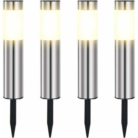 Lampe Solaire Exterieur, En Acier Inoxydable Solaire Exterieur Jardin LED éTanches IP65 Pour Le Patio, La Pelouse, Les Chemins Et Les Sentiers De La Cour De Jardin Blanc Chaud (4 Pièces)
