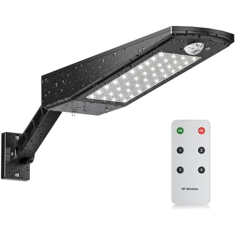 Lampe Solaire Exterieur , étanche Lumiere projecteur Solaire Exterieur, avec Support réglable et Télécommande, 180° Lampe Solaire Exterieur detecteur