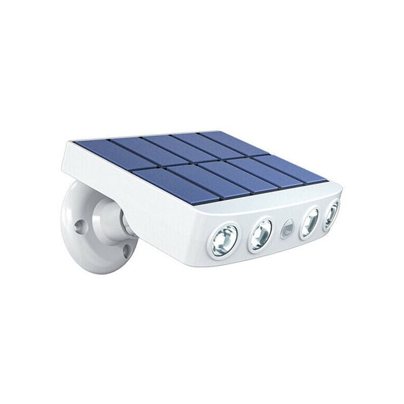 Lampe solaire extérieur étanche orientable avec détecteur de mouvement - Panneau a recharge rapide Haute Qualité - 4 Leds cob Blanc froid 500 Lumens