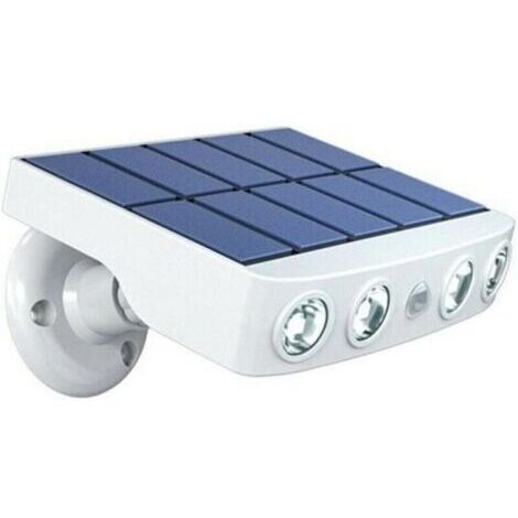 Lampe solaire extérieur étanche orientable avec détecteur de mouvement - Panneau a recharge rapide Haute Qualité - 4 Leds COB Blanc froid 500 Lumens - Allumage automatique IP65 Neige Pluie Chaleur [Cl