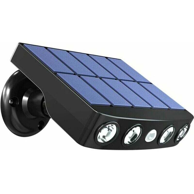 Lampe solaire extérieur étanche orientable avec détecteur de mouvement - Panneau a recharge rapide Haute Qualité - 4 Leds COB Blanc froid