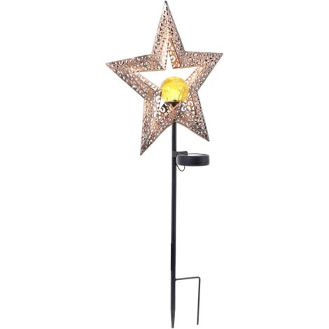 Lampe Solaire Exterieur Etoile Ajourée Lampe à Planter Le Sol Pour Jardin