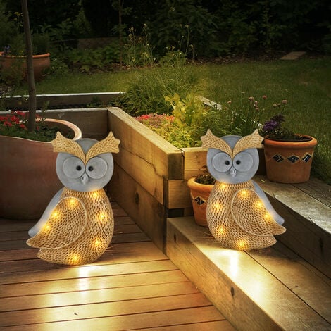 Lampes solaires de jardin en résine - Sculpture de chouette - À énergie  solaire - Pour allée, jardin, pelouse : : Jardin