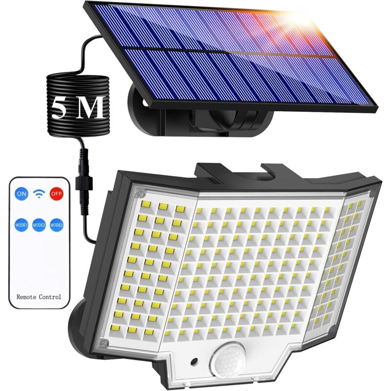 Lampe Solaire Extérieur Jardin 2000lm IP65 Capteur 270° 3 Modes Éclairage Projecteur Luminaire Spot [Classe énergétique E]