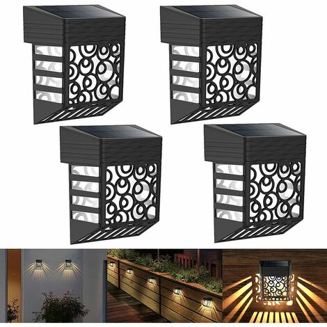 AYYQH Lampe Solaire Exterieur Jardin, 4 Pack Lampe de Clôture Solaire Éclairage Mural D'extérieur IP54 Étanche Lumière Solaire Extérieure Décorative pour Terrasse, Chemins AUTO ALLUMAGE/Éteindre
