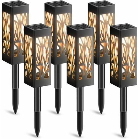 Lampe Solaire Exterieur Jardin, 6 Pièces Décoration Jardin Lanterne Solaire avec Lumière Blanche Chaude, IP65 Étanche Lumière Solaire Extérieure Auto On/Off pour Cour Outdoor Cour Pelouse