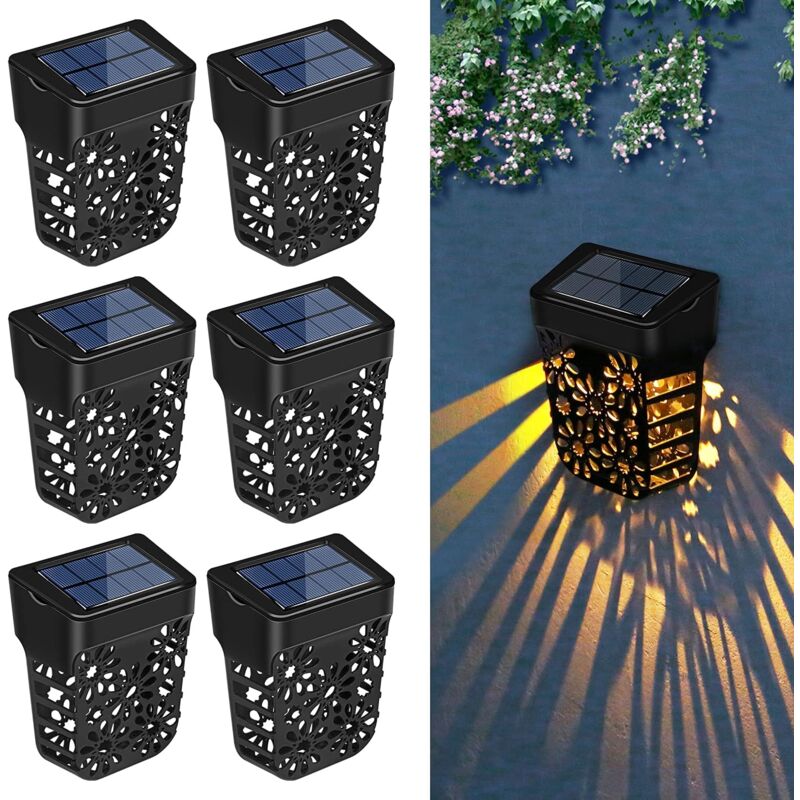ZVD - Lampe Solaire Extérieur Jardin - 6 Pièces - IP65 - Éclairage Décoratif Blanc Chaud - Porte d'Entrée, Escalier, Cour, Mur, Clôture, Jardin
