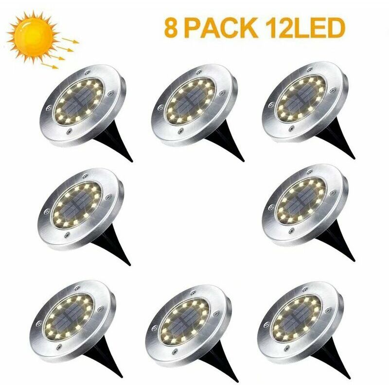 Lampe Solaire Exterieur Jardin 8 Pack 12 led Projecteur Solaire En Plein Air Solaire Jardin lumière chaude IP65