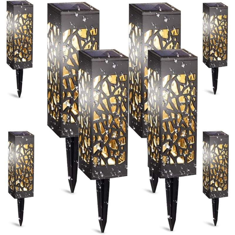 Lampe Solaire Exterieur Jardin, 8 Pièces Éclairage Solaire Extérieur de Jardin avec Lumière Blanche Chaude IP65 led Éclairage Solaire Jardin