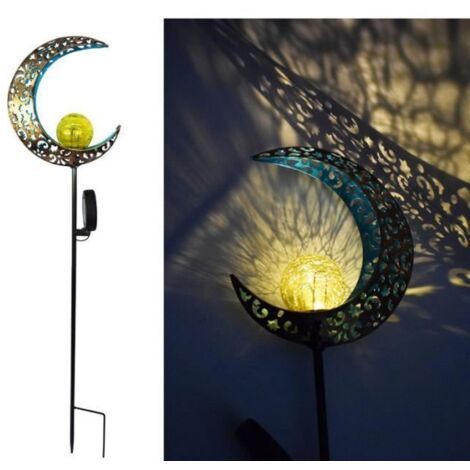 Lampe solaire extérieur jardin en forme de la Lune, Lumières décoratives de jardin solaire - LED rétro fer - Décoration paysage