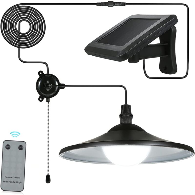 Lampe Solaire Extérieur Jardin, Lumières de hangar sensibles à l'énergie solaire suspendues extérieures à led E27, lampe de décoration pendante