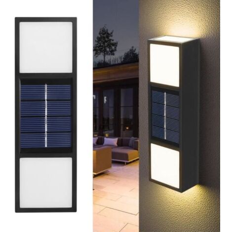 Lampe Solaire Extérieur LED Applique Murale Étanche Sans Fil Éclairage pour Jardin Terrasse Décoration Moderne-Lumière Chaude