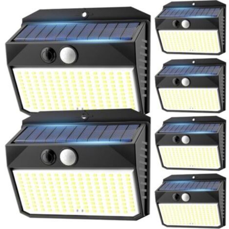 Lampe Solaire Exterieur, Lot de 6 Lumiere Solaire Exterieur avec Détecteur de Mouvement, 150LED Spot Solaire IP65 Etanche Lampe Solaire pour Jardin, Garage, Patio