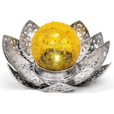 Lampe Solaire Exterieur Lotus Décoration de Jardin Deco Jardin Exterieur Lumière Chaude Jardin Lampe Solaire LED pour Chemin de Pelouse, Patio, Balcon Gris