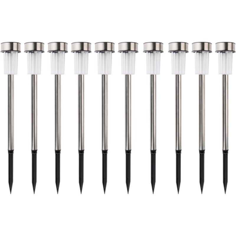 Lampe Solaire Exterieur - Lumiere Solaire 10 Pièces - Lampes de Jardin sur Piquet - Lumière Blanche et Colorée - Résistant à l'Eau IP44 - Ø4,8 x 36,5