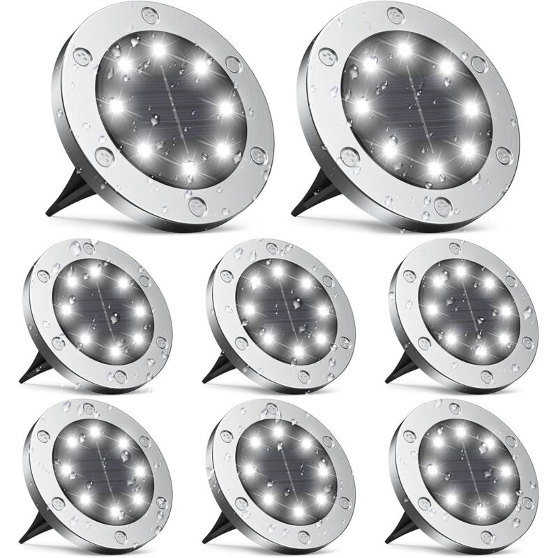 Rnemitery - Lampe solaire exterieur, lumiere solaire exterieur 8 Pièces, lampe solaire exterieur jardin 8LED, spot solaire exterieur IP65 Étanche,