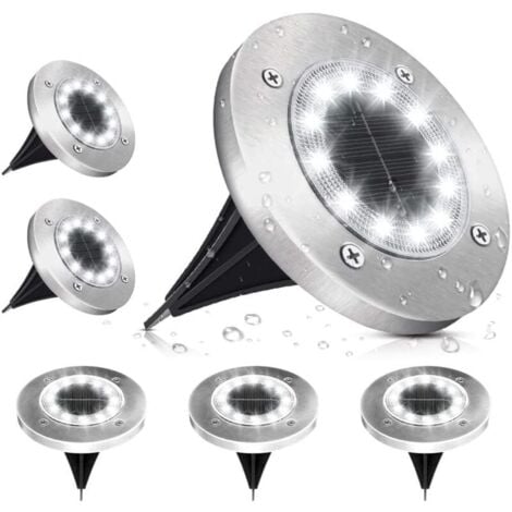 Lampe Solaire Extérieur, Lumière Solaire Jardin 12 LEDs Au Sol Eclairage 6000K Blanc Froid Etanche IP65 Lampe Solaire Spot Encastrable Pour Chemin Terrasse Cour Souterraine -Lot de 6