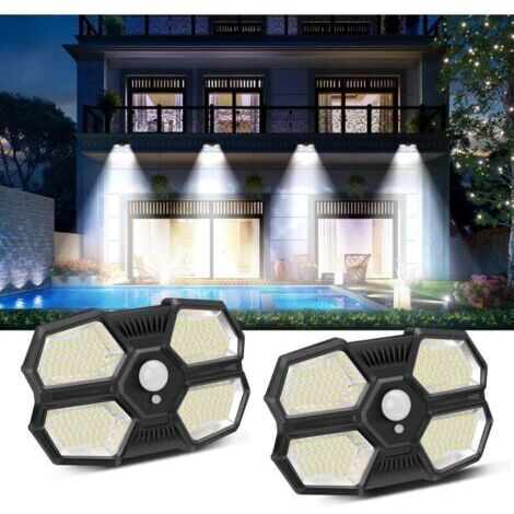 Lampe Solaire Extérieur, Projecteur LED Exterieur Detecteur de Mouvement 180 LED, Lampe Solaire 3 Modes avec Détecteur de Mouvement IP65 Étanche pour Garage Jardin Clôture - 2pcs