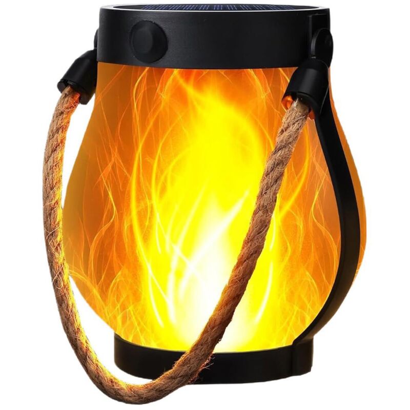 Lampe Solaire Extérieur Suspendue Étanche IP65 - Lanterne Jardin Flamme Réaliste, Auto Détection pour Terrasse/Balcon/Patio - Éclairage Déco Murale