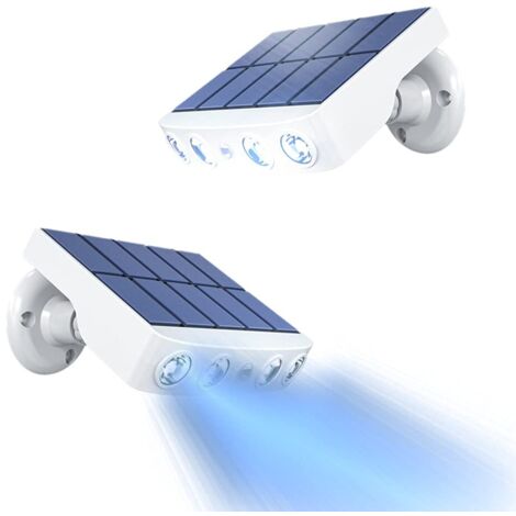 Lampe Solaire Exterieur,[2 pièces] Lampe Solaire Exterieur Detecteur de Mouvement,360° Spot Solaire Exterieur [1200mAh] étanche Lanterne Solaire Exterieur Jardin (Blanc)