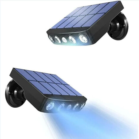 Lampe Solaire Exterieur,[2 pièces] Lampe Solaire Exterieur Detecteur de Mouvement,360° Spot Solaire Exterieur [1200mAh] étanche Lanterne Solaire Exterieur Jardin (Noir) [Classe énergétique A+++]