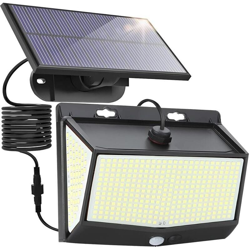 Lampe Solaire Exterieur,468 LEDs Lumiere Solaires Extérieur avec Détecteur de Mouvement,Etanchéité IP65,Angle Eclairage 120°,3 Modes,Lampe Solaire