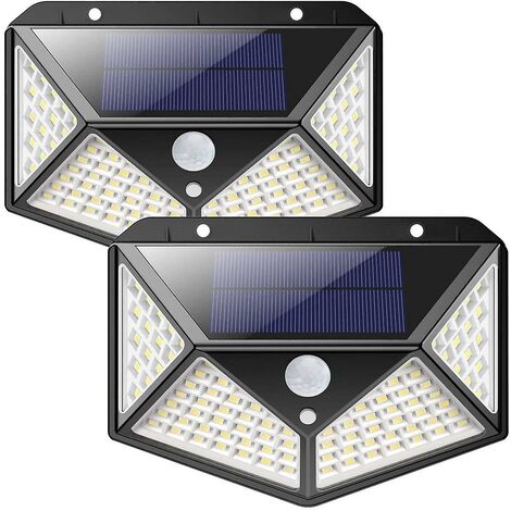 Lampe Solaire Extérieure 2 Pack100 Led 1200mah clairage Extérieur tanche 270 Capteur de Mouvement de Lumière Solaire 180 Projecteur Solaire Applique Murale Solaire pour Jardin