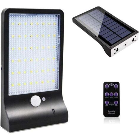 Lampe Solaire Extérieure 48 LED Détecteur de Mouvement Dimmable avec Télécommande sans Fil Lampe Solaire Étanche pour Porte Patio Noire Sans Poteau - RWLumière et éclairage / Éclairage extérieur