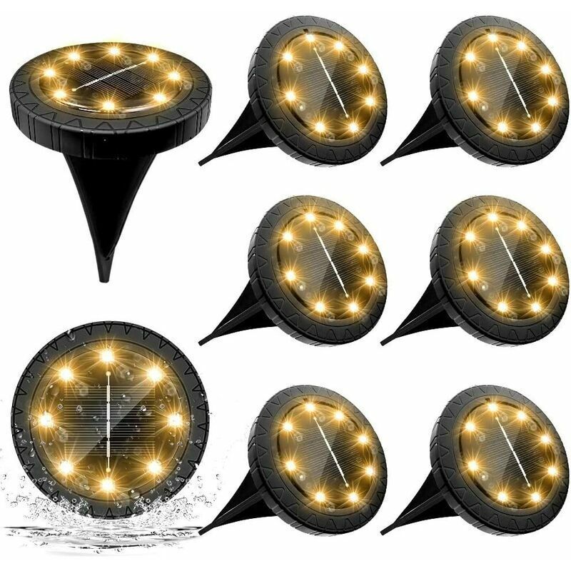 Lampe Solaire Exterieure 8pack 8LED Luminaire Solaire Extérieur Jardin Eclairage Blanc Chaud Spot LED Extérieur étanches Luminaire Decoration Panneau