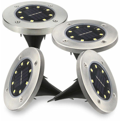 LAMPE SOLAIRE EXTÉRIEURE À 4 BRANCHES, 8 LEDS, PROJECTEUR DE SOL POUR JARDIN.