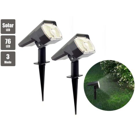 Lampe solaire extérieure à 76 LED avec détecteur de mouvement, applique murale ou de chemin 2 en 1, étanche (lot de 2)