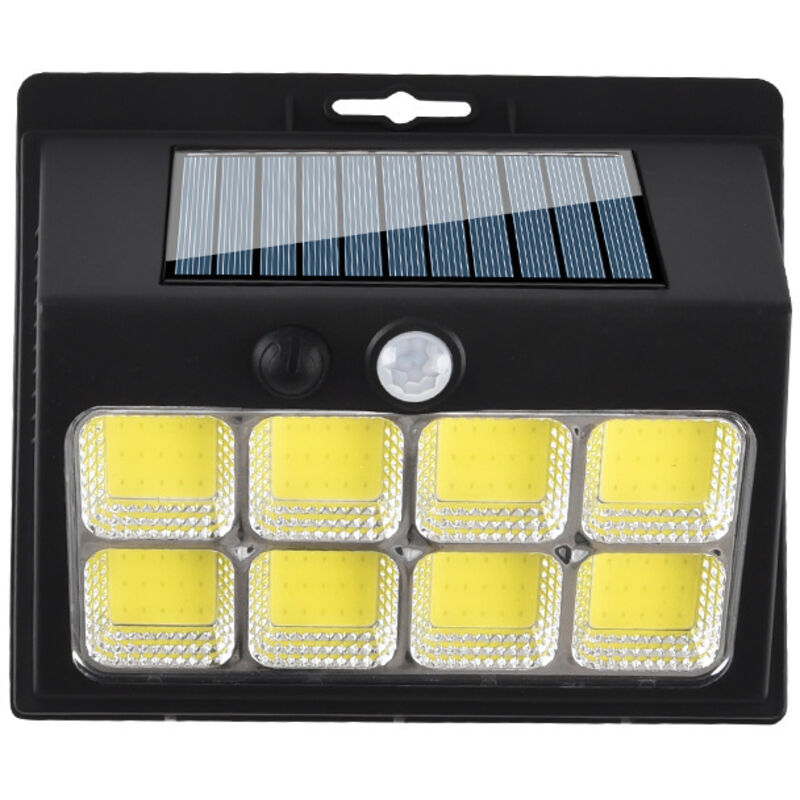 Lampe solaire extérieure avec détecteur de mouvement, équipée d'un détecteur de mouvement, 3 modes, éclairage à 120COB,128LED