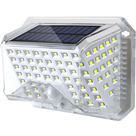 Lampe solaire extérieure avec détecteur de mouvement, projecteur LED étanche, avec 3 modes d'éclairage, idéale pour le jardin, le garage, l'abri de voiture, la terrasse et la maison (blanc).
