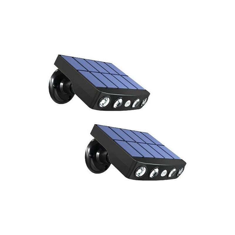 Rapanda - Lampe Solaire Extérieure Éclairage Solaire Détecteur de Mouvement Étanche Solaire Extérieur 2pcs Noir