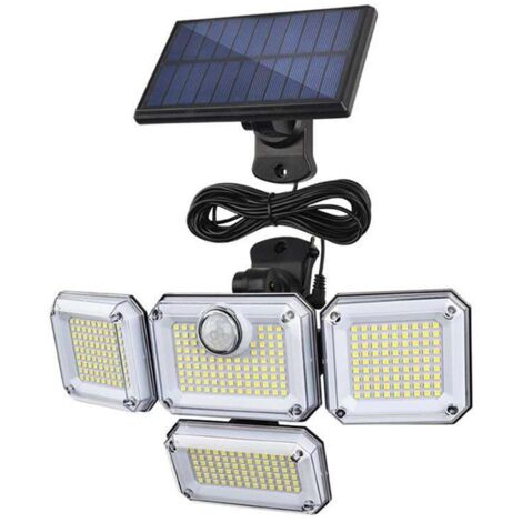 Lampe solaire extérieure étanche à détecteur de mouvement avec 333 LED pour garage ou extérieur.