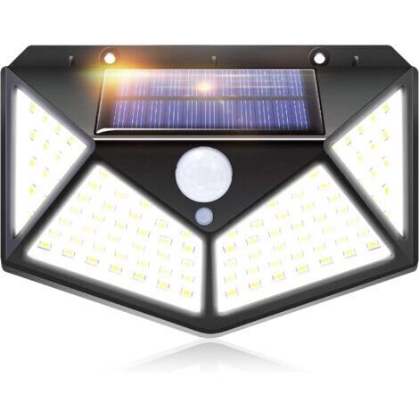 Lampe solaire extérieure IOTSES 100LED 2200mAh 3 modes avec capteur de mouvement 270º des quatre côtés Projecteur étanche IP65 pour jardin, garage, rue, patio, terrasse, etc. (1 unité)