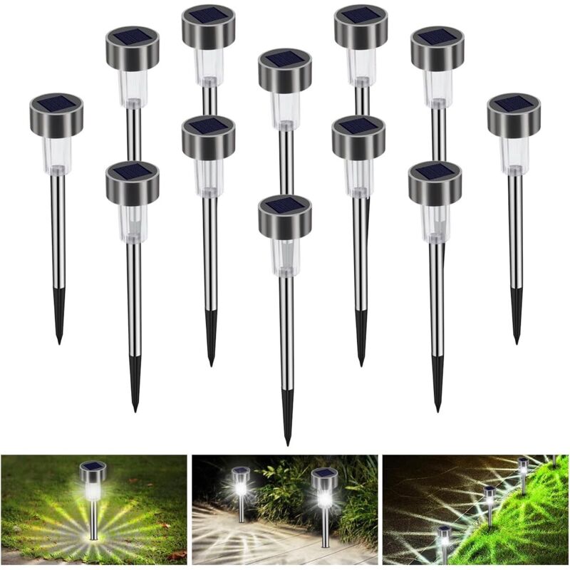 Lampe Solaire Exterieure Jardin 12PCS Lampe Jardin LED au Sol Etanche IP65 Décoration Eclairage Solaire Extérieur Pour Chemins Pelouse Terrasse