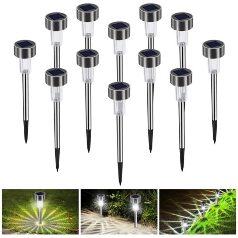 Lampe Solaire Exterieure Jardin 12pcs Lampe Jardin Led Au Sol Etanche Ip65 Décoration Eclairage Solaire Extérieur Pour Chemins Pelouse Terrasse Automatique Rechargeable (Blanche Froide) [Classe Énergé