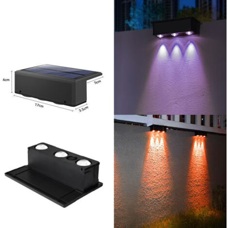 Lampe solaire extérieure pour cour, applique murale pour éclairage domestique, projecteur pour clôture de balcon, éclairage d'ambiance étanche pour jardin (coloré)