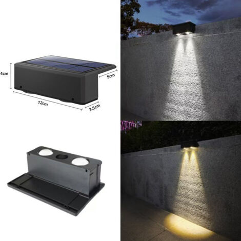 Lampe solaire extérieure pour cour, applique murale pour éclairage domestique, projecteur pour clôture de balcon, éclairage d'ambiance étanche pour jardin (deux couleurs)