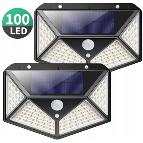 Lampe solaire extérieure, [version étendue-2 pièces] Kilponen Lampe solaire extérieure 100 LED avec détecteur de mouvement [2200mAh] Lumière solaire super brillante Éclairage solaire 270 °