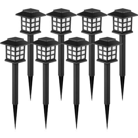 Lampe Solaire Extérieur,Lampe Solaire Extérieur Jardin,Ip65 Étanche Lumières Solaires Extérieur Pour Chemins,Allé,Patio,Terrase,Jardin,Pelouse,Lot De 8,Blanc Chaud